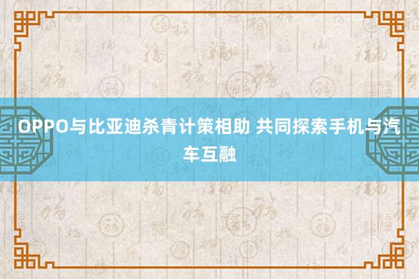 OPPO与比亚迪杀青计策相助 共同探索手机与汽车互融